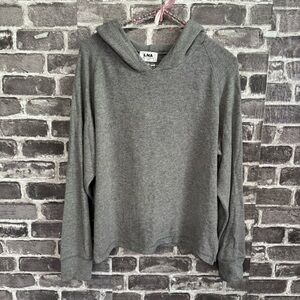 LNA pullover hoodie gray stretch sweater
